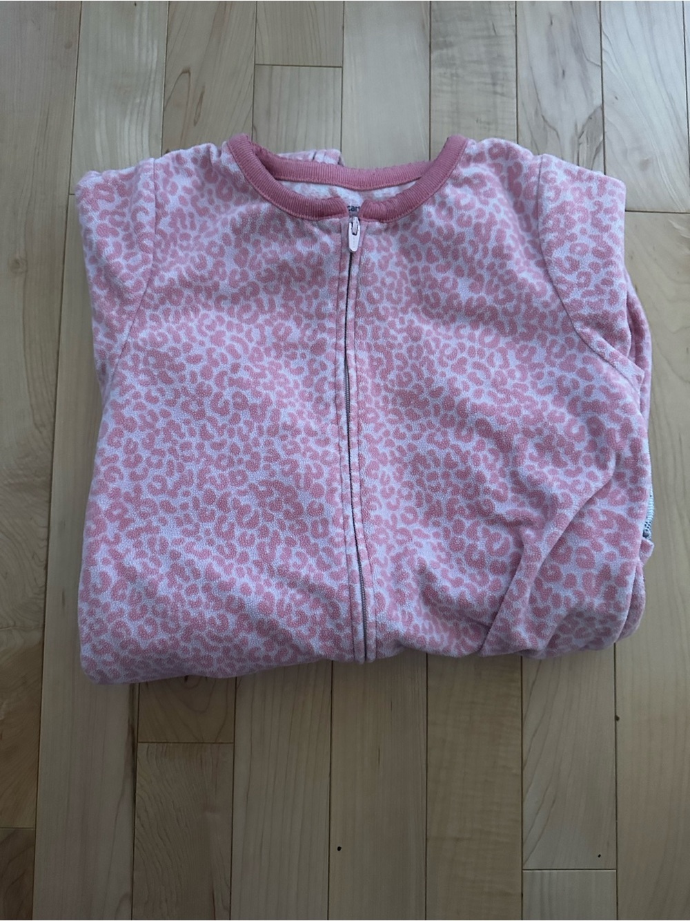 ✨4/$16✨ Carters Pink Leopard Print Zip-Up One Piece Footed PJs Size 6